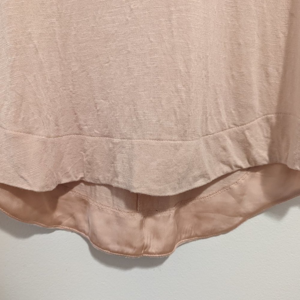 Anthropologie Pure + Good Blush Pink Satin Trim Pocket Tank - Picture 3 of 7